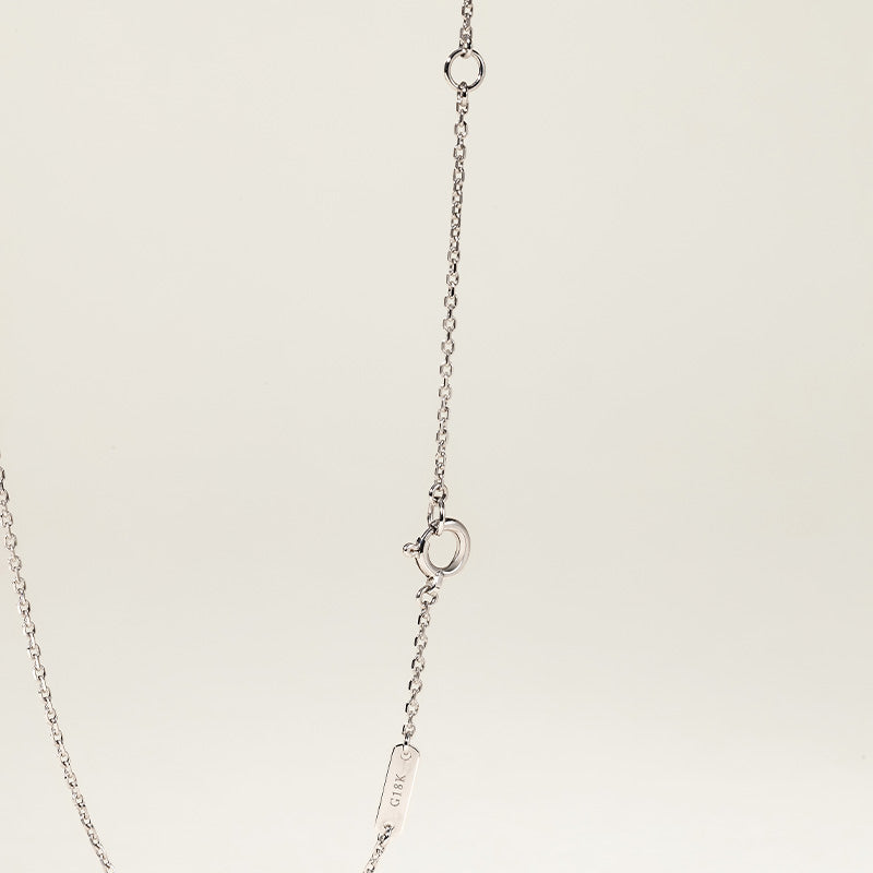 1920s' COLLECTION Akoya Pearl 18K White Gold Diamond Pendulum Clock Necklace