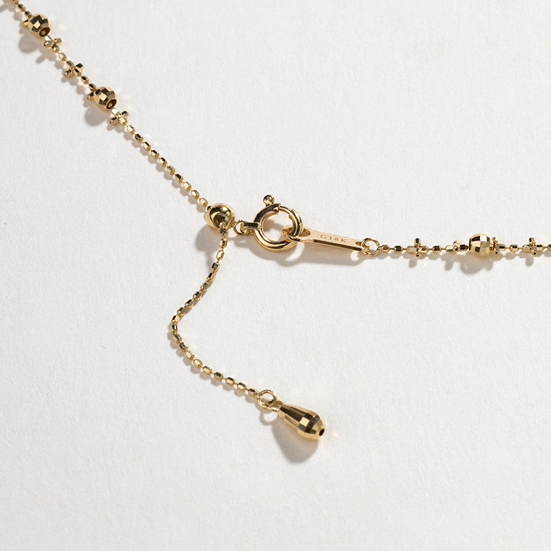 Golden South Sea Pearl 18K Floral Bone Chain Design Necklace