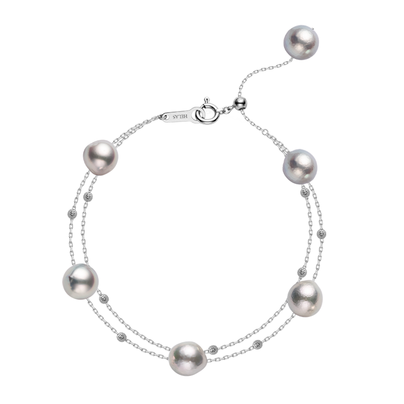 Akoya Baroque Pearl Bracelet 18K White Gold Special Style