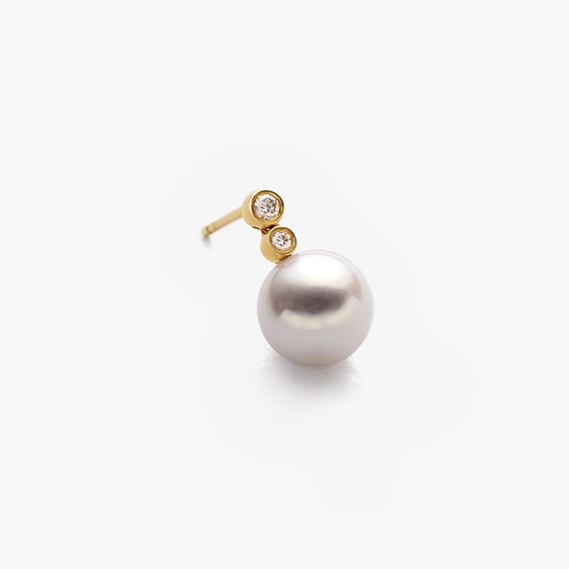 ORIGIN COLLECTION Akoya Pearl 18K Gold Double Diamond Elegant Earrings