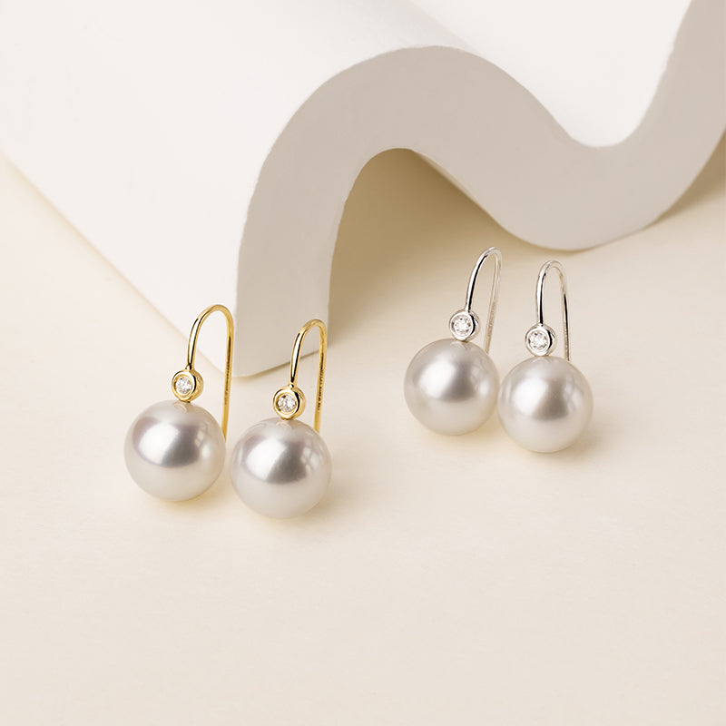 ORIGIN COLLECTION South Sea Pearl 18K Gold Thread Diamond Earrings