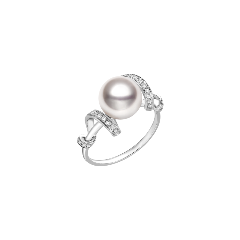 THE WAVES COLLECTION Akoya Pearl 18K White Gold Diamonds HELAS