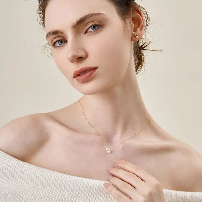 BUNNY COLLECTION Akoya Pearl 18K Solid Gold Diamonds Earrings