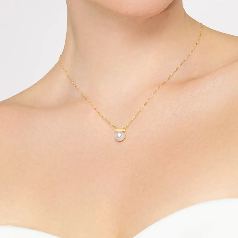 MELODY COLLECTION Akoya Saltwater Pearl 18K Yellow Gold Commuting Necklace