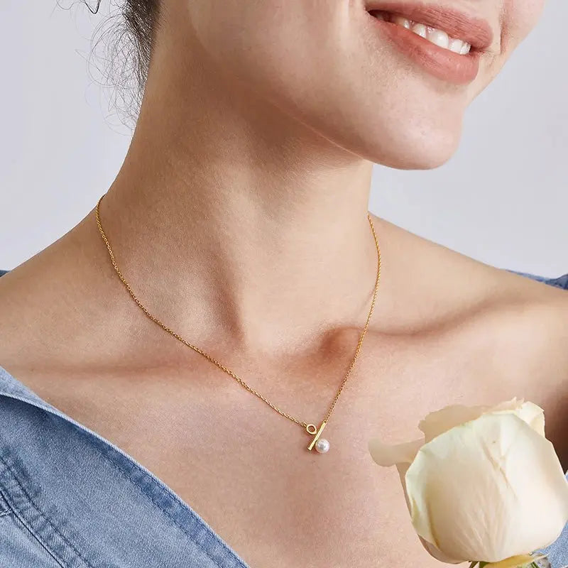 Percent Collection Akoya Saltwater Pearl 18K Yellow Gold Diamond Circle Necklace - HELAS Jewelry