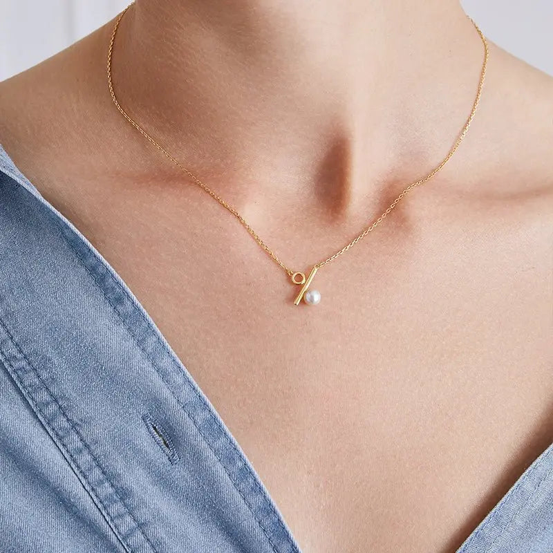 Percent Collection Akoya Saltwater Pearl 18K Yellow Gold Diamond Circle Necklace - HELAS Jewelry