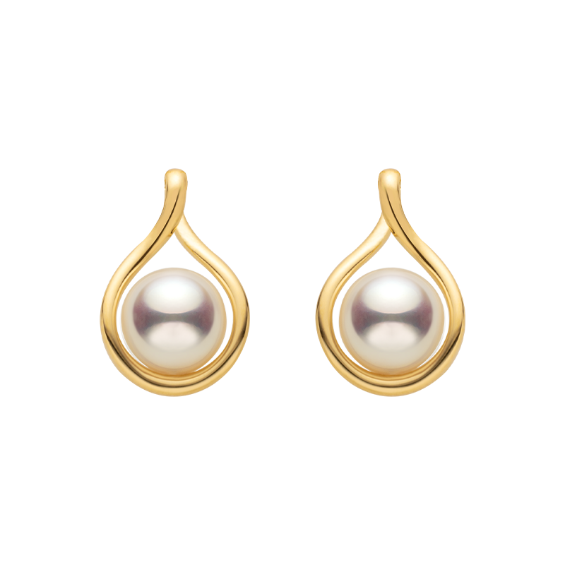 Akoya Pearl 18K Gold Teardrop Studs Earrings