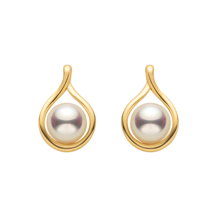 Akoya Pearl 18K Gold Teardrop Studs Earrings