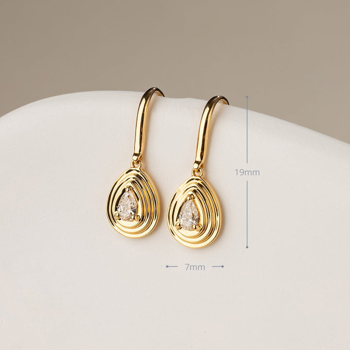 18K Gold Marquise Diamond Golden Teardrop Hook Earrings - HELAS Jewelry