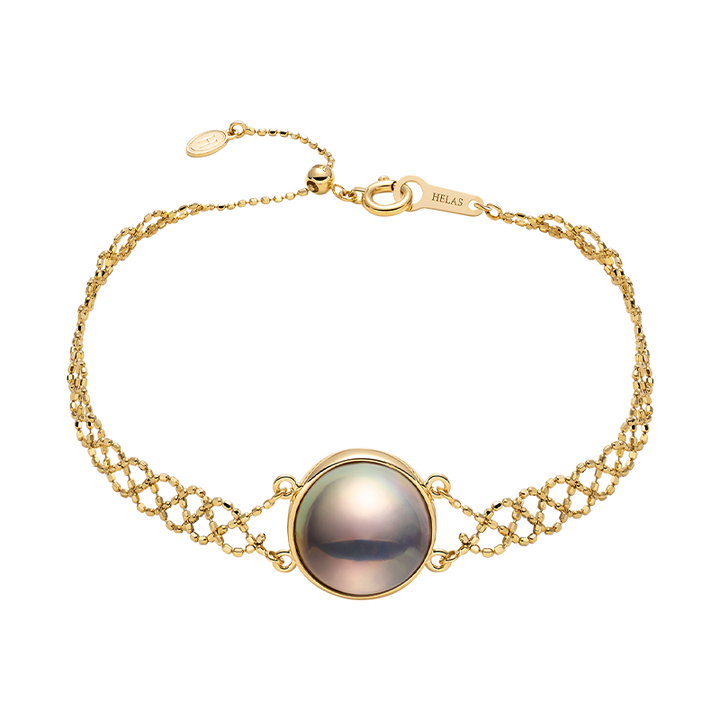 Mabe Pearl 18K Gold Woven Beaded Chain Bracelet
