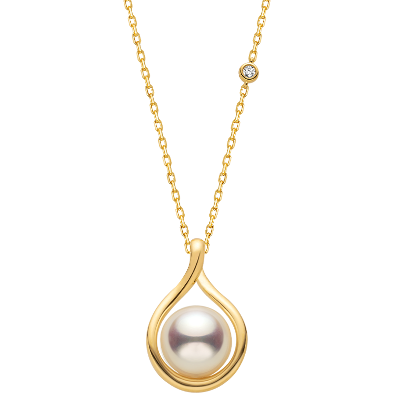 Akoya Pearl 18K Gold Teardrop Pendant Necklace