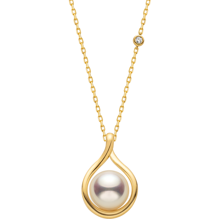 Akoya Pearl 18K Gold Teardrop Pendant Necklace