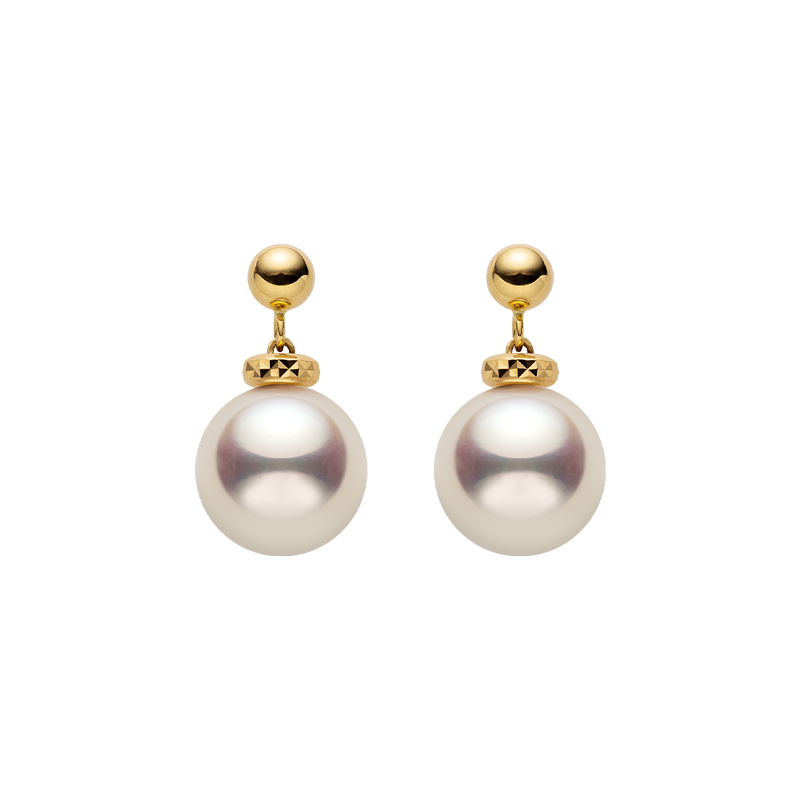 Akoya Pearl 18K Gold Italian Casual Style Stud Earrings