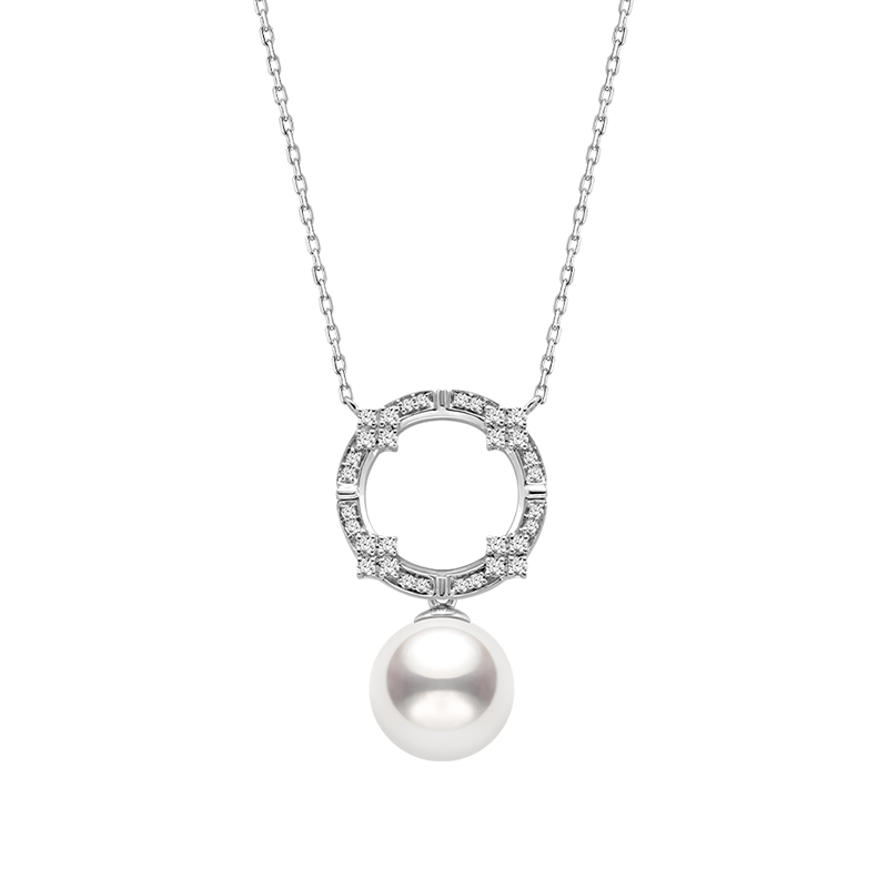 South Sea White Pearl 18K Gold Diamond Overhead Arch Necklace