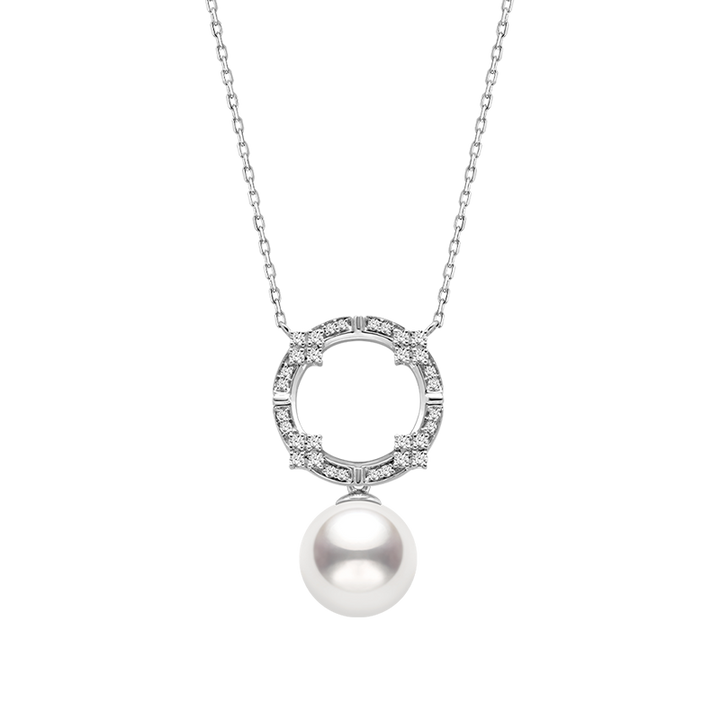 South Sea White Pearl 18K Gold Diamond Overhead Arch Necklace