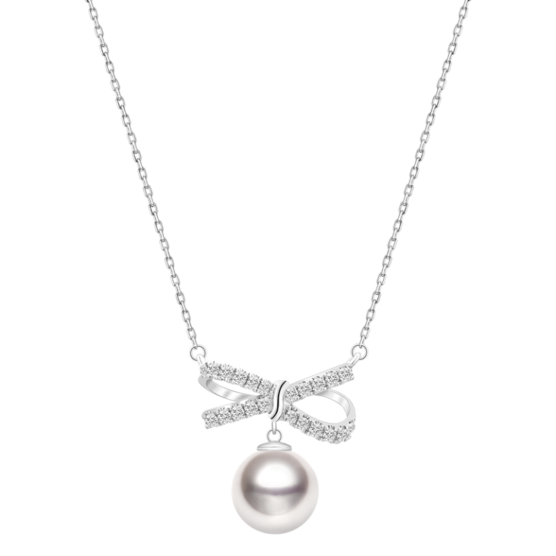 Akoya 18K White Gold Elegant Knot Fashion Necklace