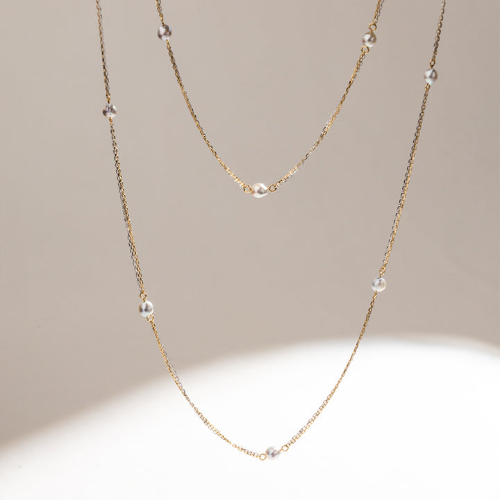 Akoya Baroque Pearl 18K Gold Star Dot Necklace