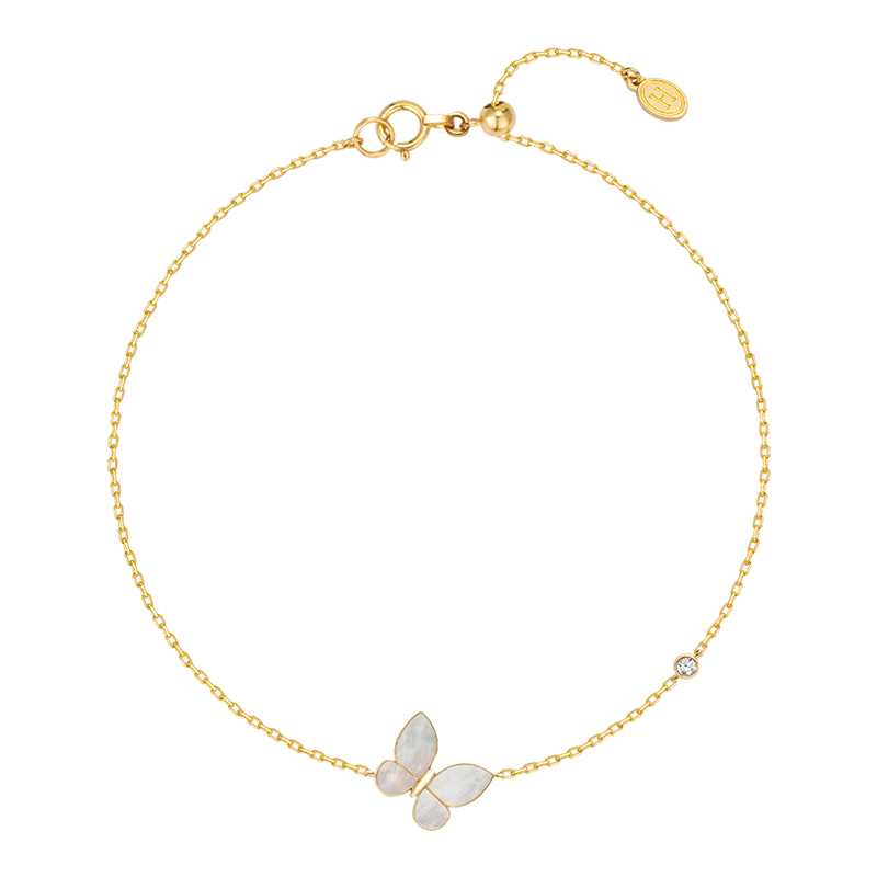 Mother-of-pearl 18K Gold Diamond Whole Butterfly Bracelet