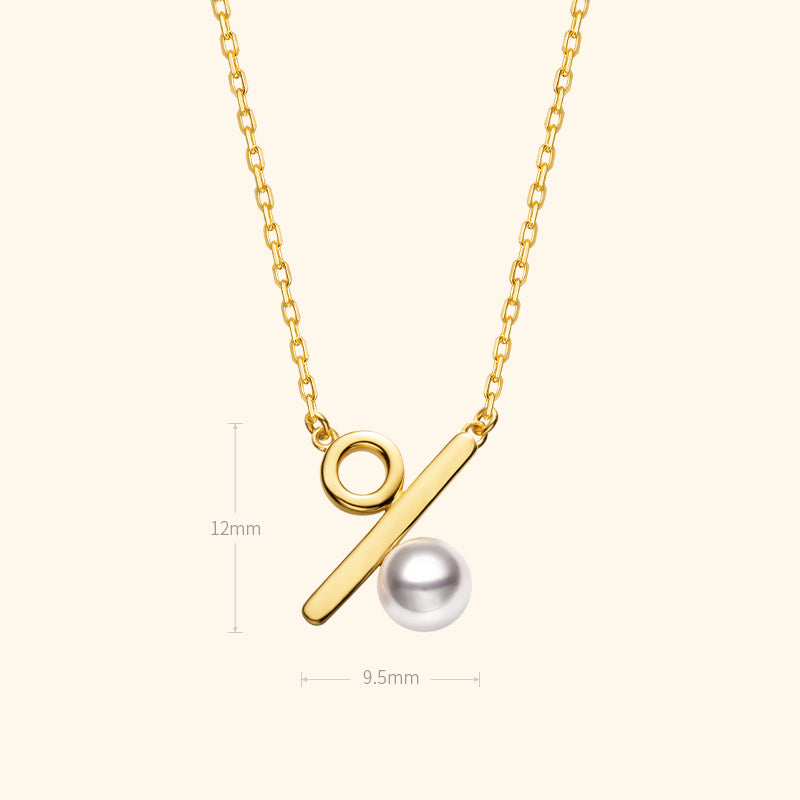 Akoya Pearl 18K Gold Percent Sign Necklace