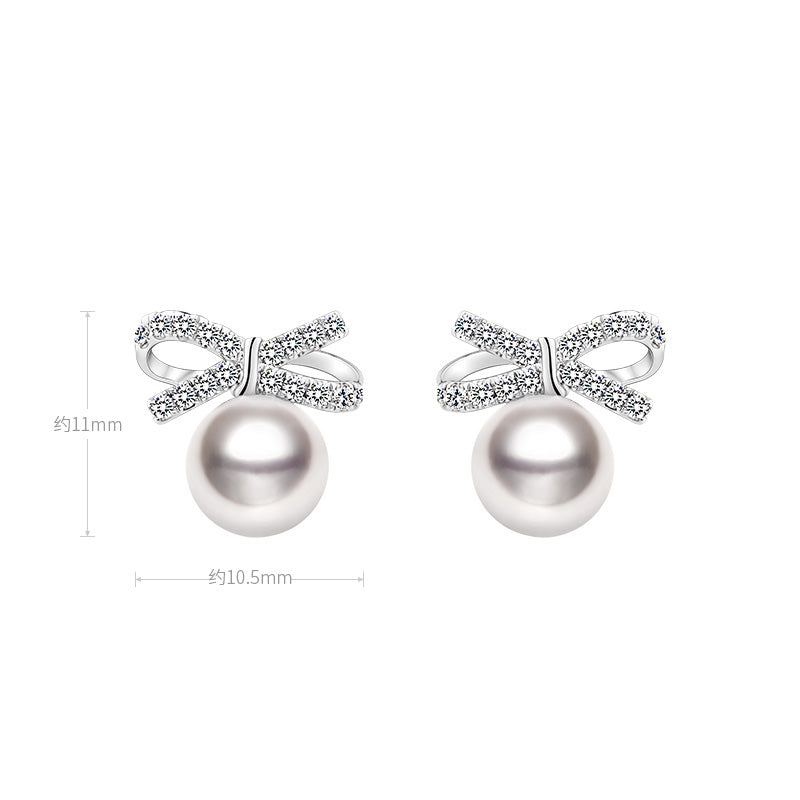 Akoya 18K White Gold Elegant Knot Fashion Earrings