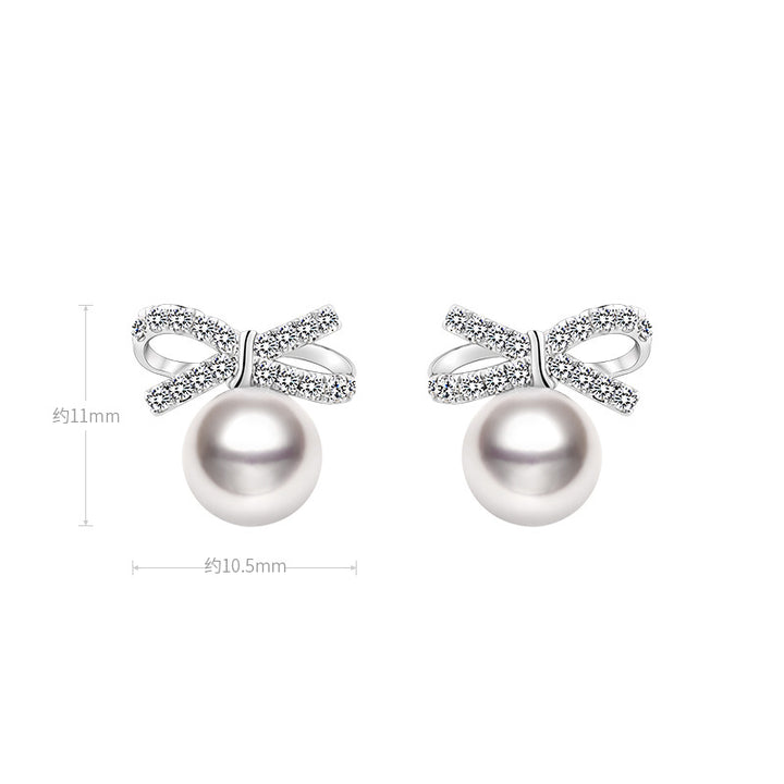 Akoya 18K White Gold Elegant Knot Fashion Earrings