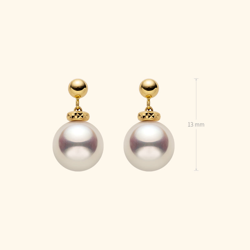 Akoya Pearl 18K Gold Italian Casual Style Stud Earrings