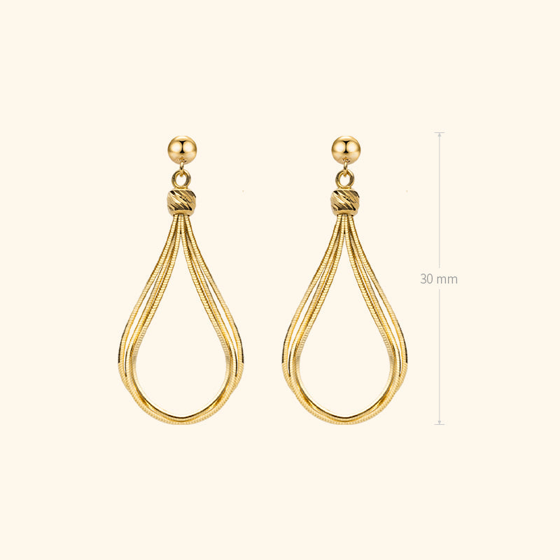 18K Solid Gold Streamline Herringbone Chain Earrings