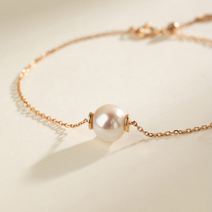 Akoya Pearl 18K Gold Red Heart Bracelet