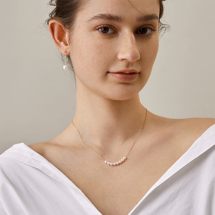 Akoya Pearl 18K Gold Fashion Smile Necklace