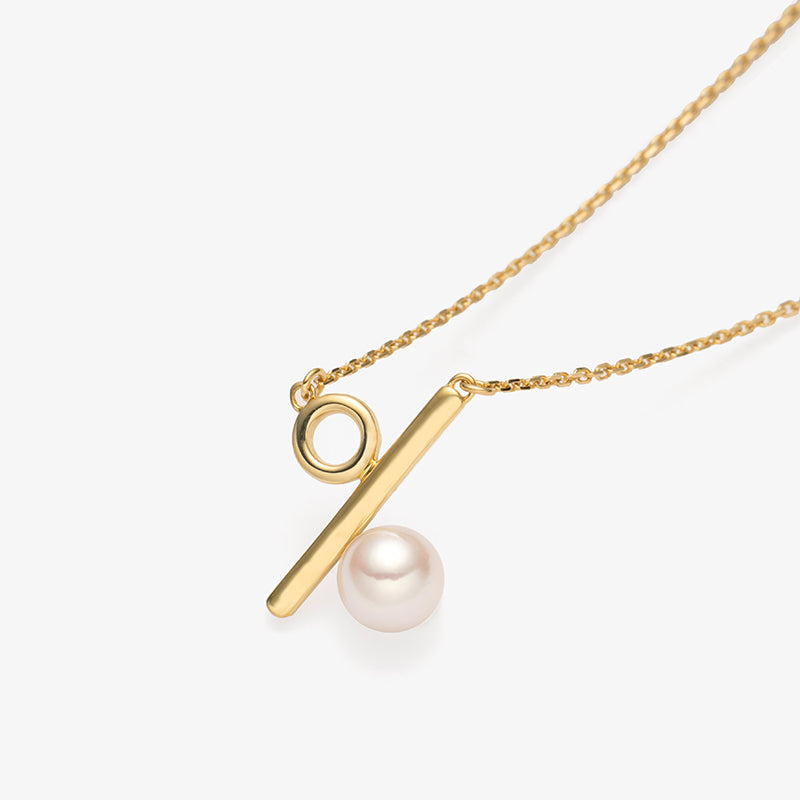 Akoya Pearl 18K Gold Percent Sign Necklace