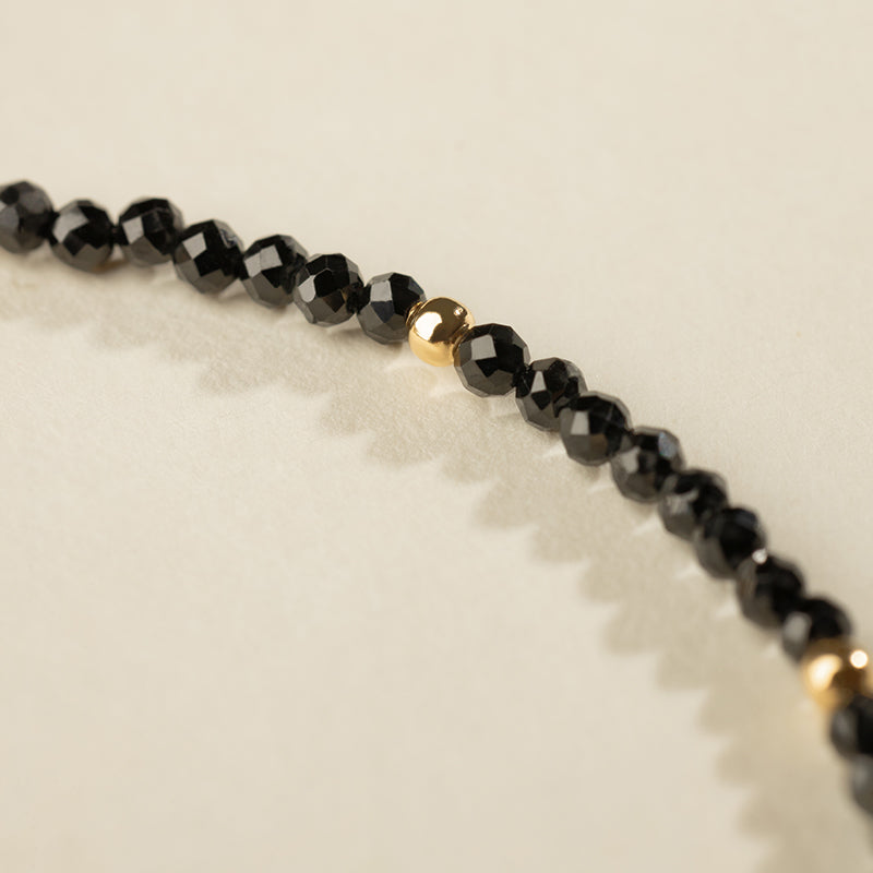 Akoya Saltwater Pearl 18K Gold Black Spinel Smile Bracelet