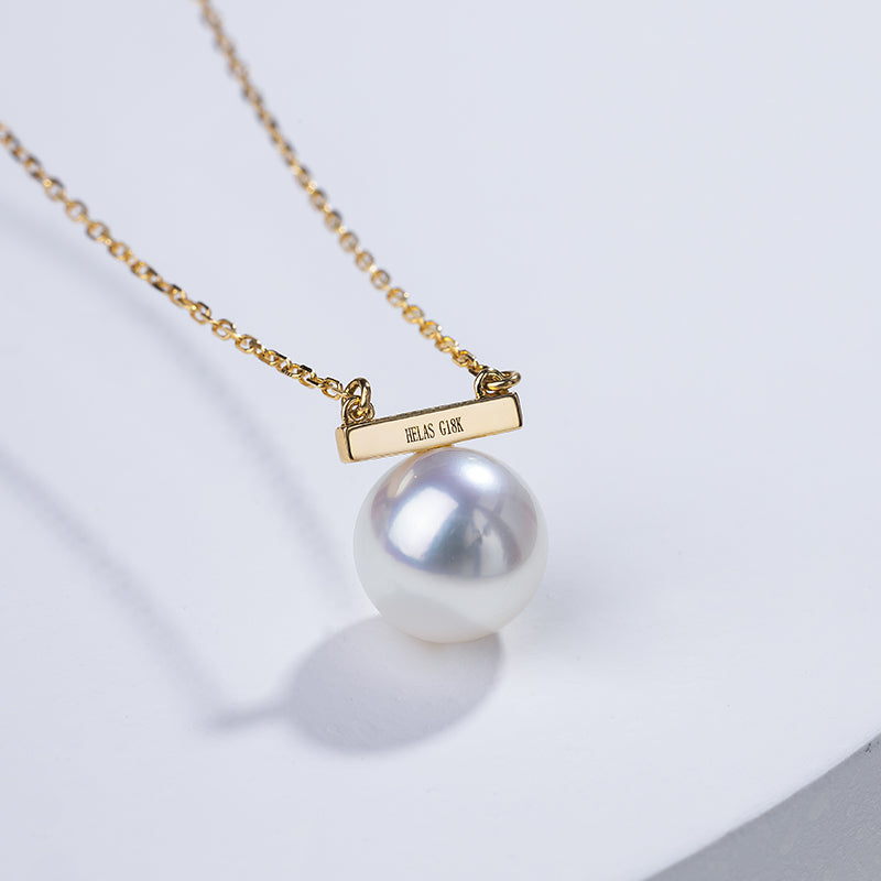 Akoya Pearl 18K Gold Whole Rest Note Necklace