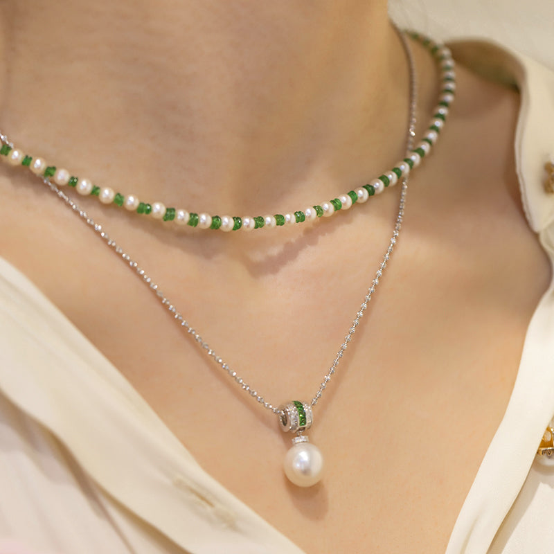 Akoya Pearl 18K Gold Tsavorite Coordinated Necklace