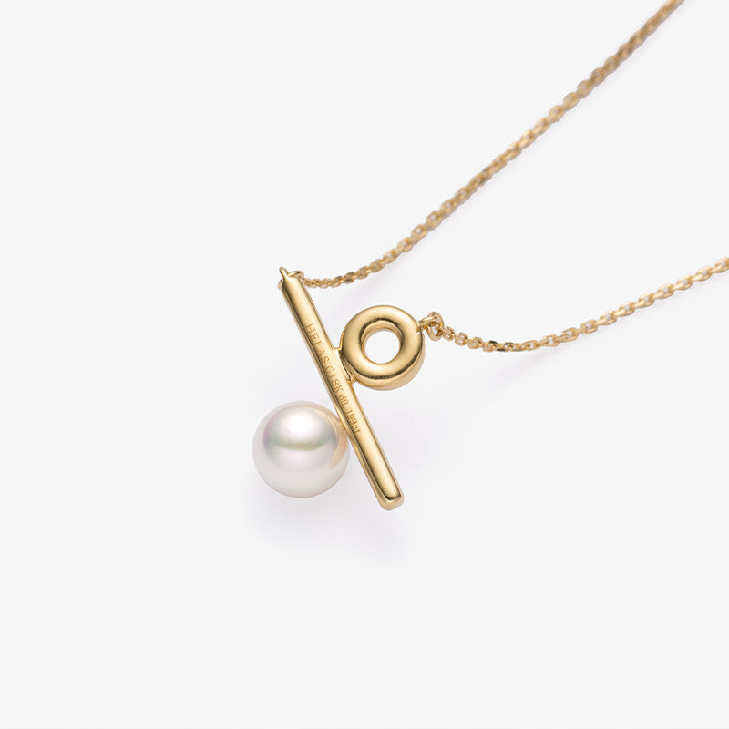 Akoya Pearl 18K Gold Percent Sign Necklace