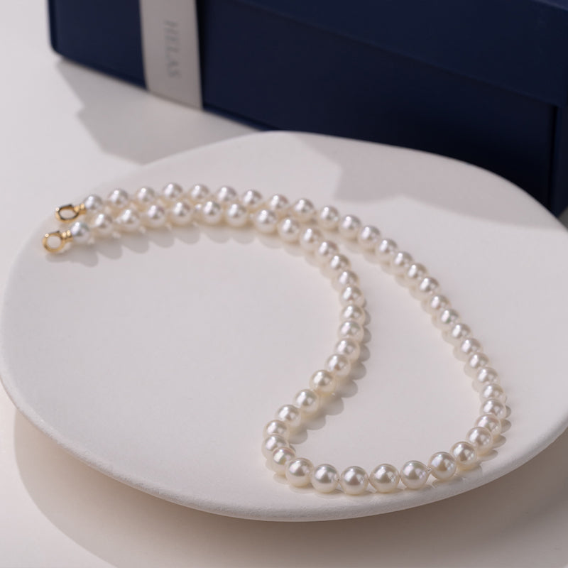 Cream Baroque Akoya Pearl 18K Gold Pearl Strand Necklace