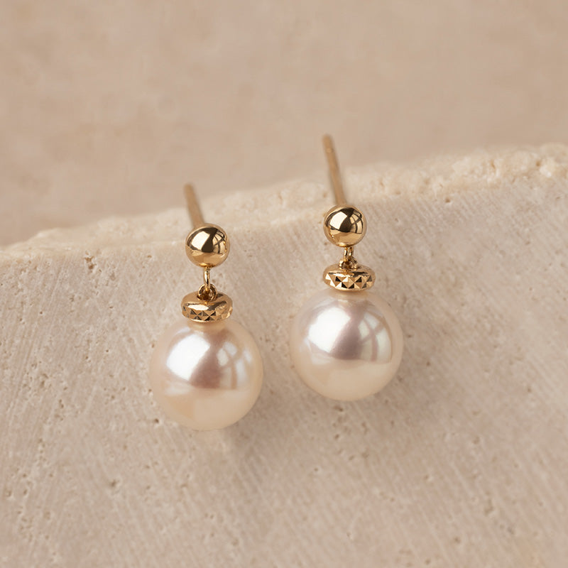 Akoya Pearl 18K Gold Italian Casual Style Stud Earrings