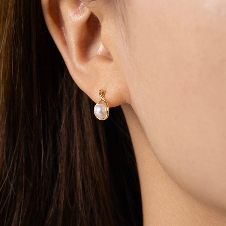 Akoya Pearl 18K Gold Teardrop Studs Earrings