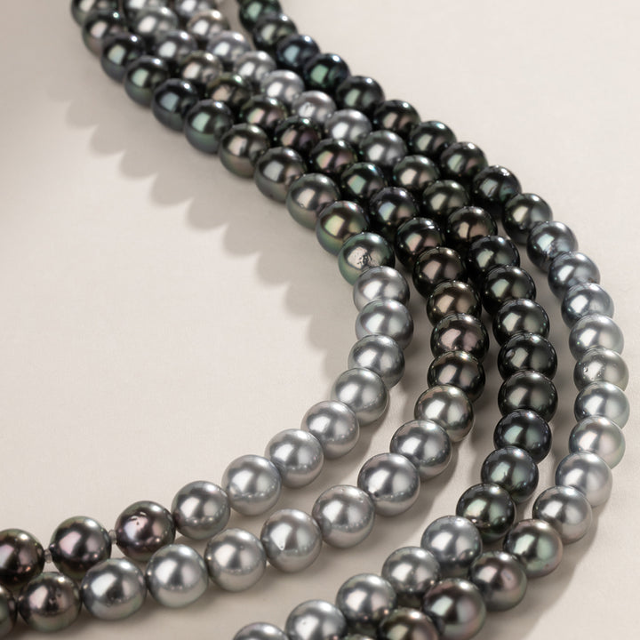 Black Tahitian Pearl 18K Gold Color Gradient Strand Necklace