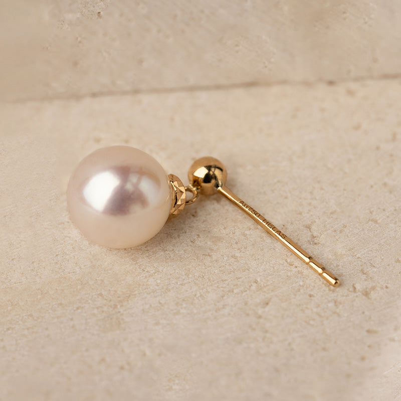 Akoya Pearl 18K Gold Italian Casual Style Stud Earrings