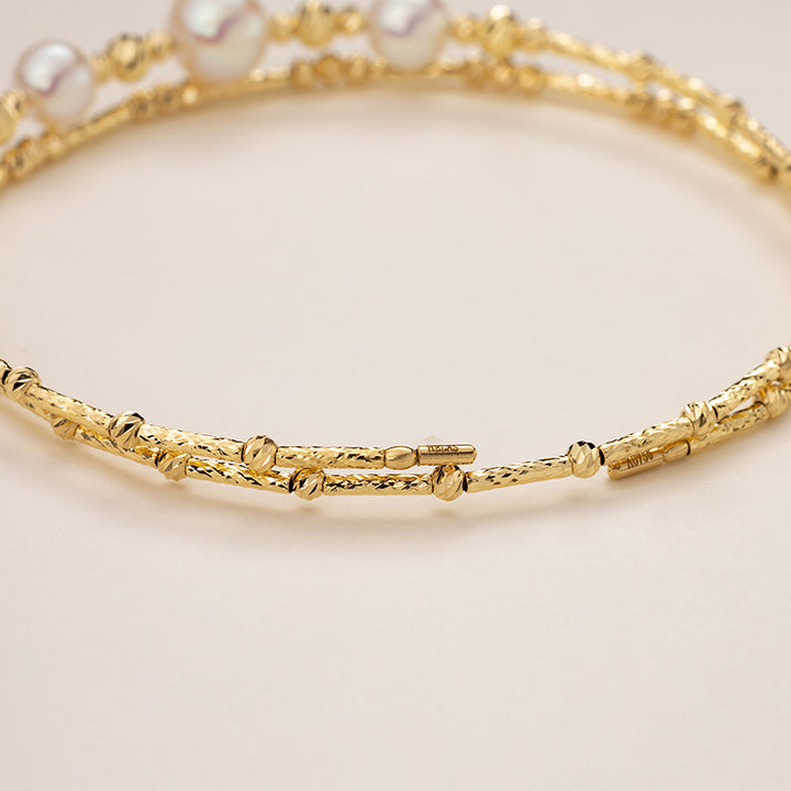 Akoya 18K Gold Double-layer Elastic Wristband Bracelet