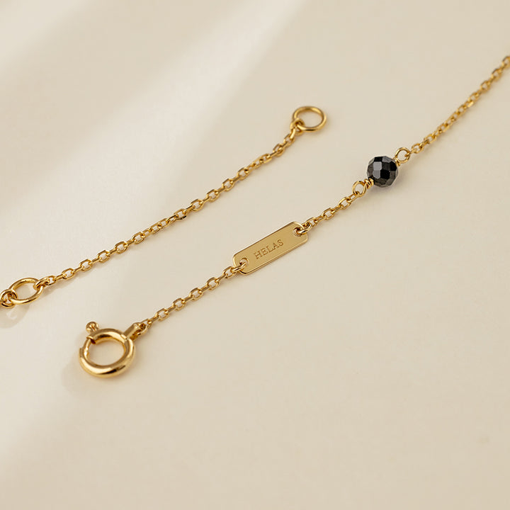 18K Gold Black Spinel Brand Beaded Baby's Breath Necklace