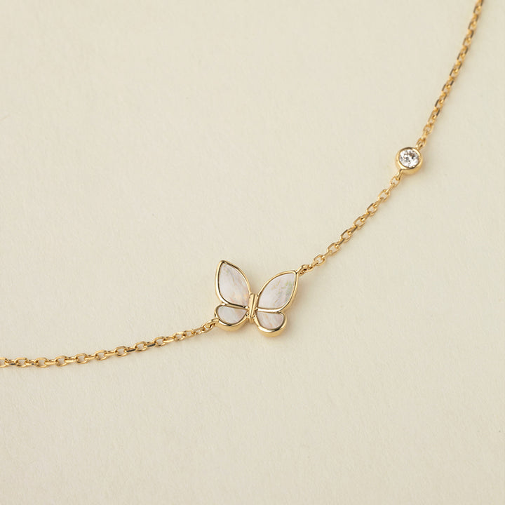 Mother-of-pearl 18K Gold Diamond Whole Butterfly Bracelet