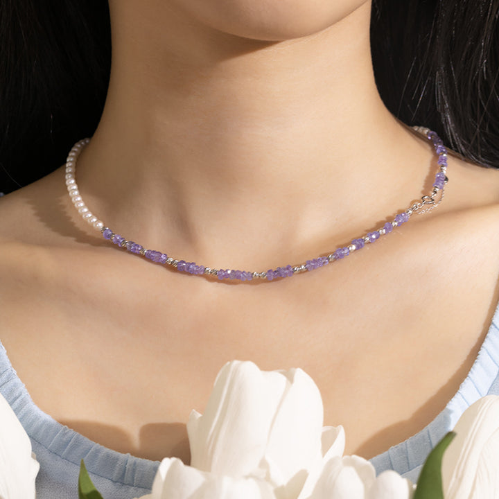 Akoya Pearl 18K Gold Tanzanite Elegant Statement Necklace