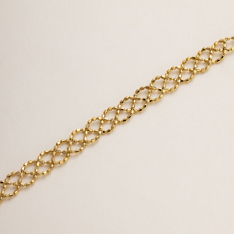 Akoya Pearl 18K Gold Woven Beaded Chain Bracelet