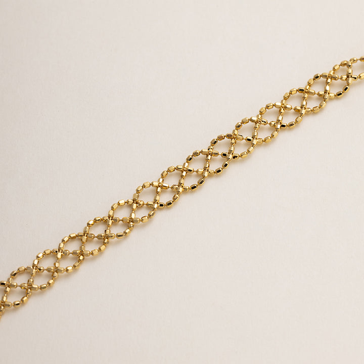Akoya Pearl 18K Gold Woven Beaded Chain Bracelet
