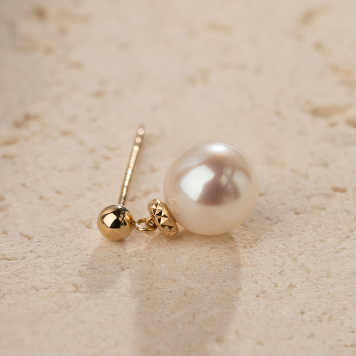 Akoya Pearl 18K Gold Italian Casual Style Stud Earrings