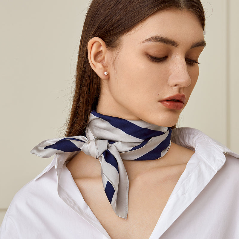 Luxury Blue White Scarf