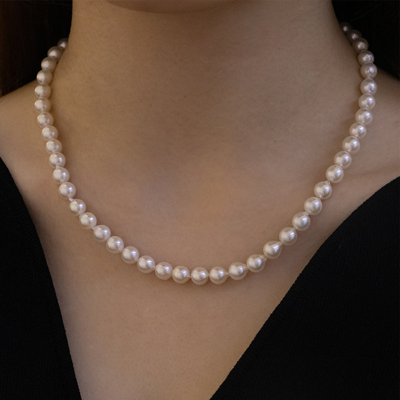 Cream Baroque Akoya Pearl 18K Gold Pearl Strand Necklace