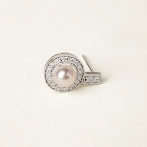 1920s' COLLECTION Akoya Pearl 18K White Gold Diamond Pendulum Clock Earrings