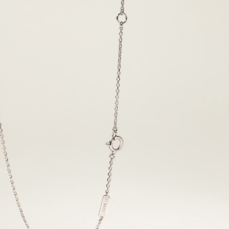 Akoya Pearl Necklace 18K White Gold Diamond Pendulum Pendant